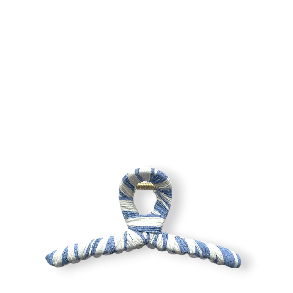 Large Claw Hair Clip Wrapped with Stripy Fabric