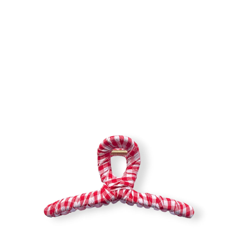 Large Claw Hair Clip Wrapped with Gingham Fabric