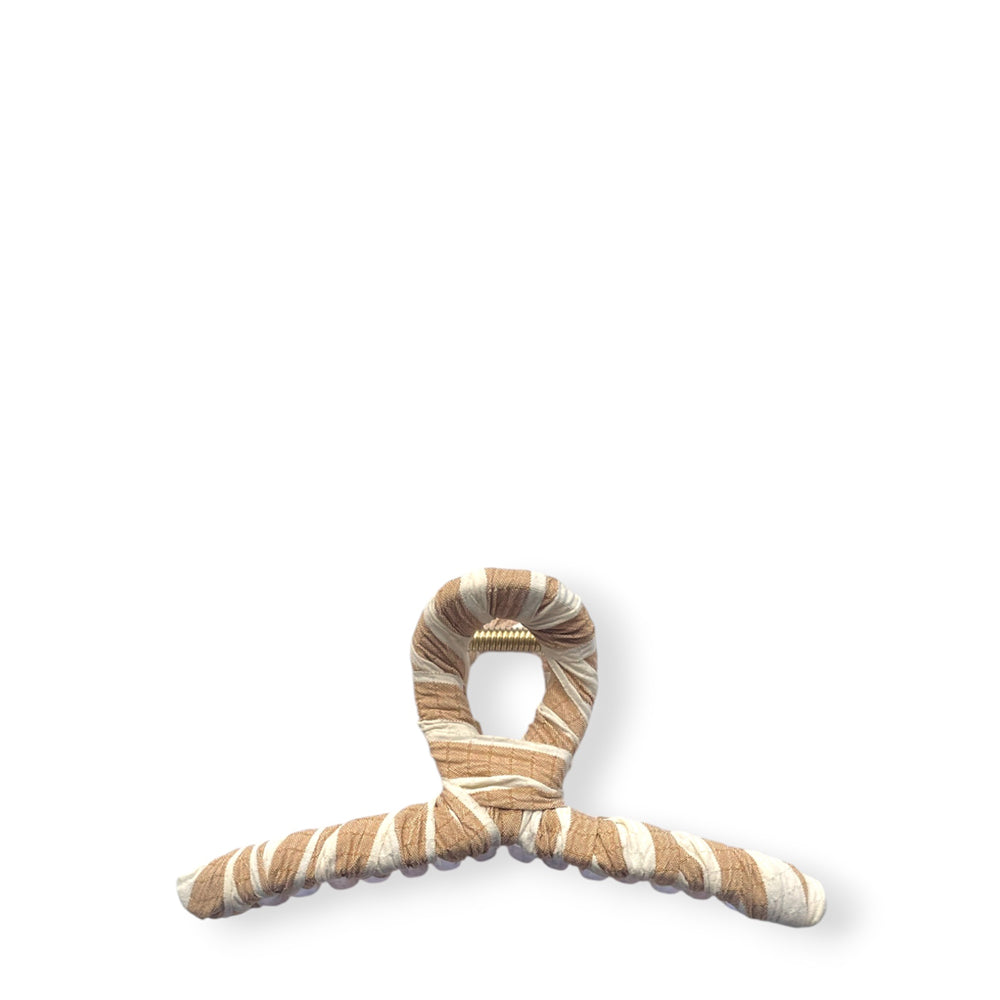 Large Claw Hair Clip Wrapped with Stripy Fabric