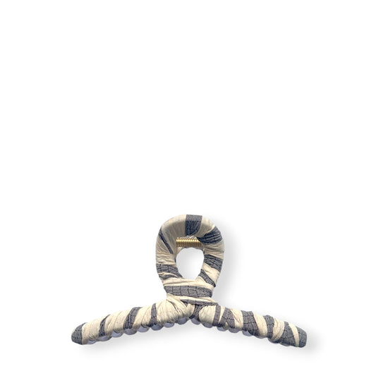 Large Claw Hair Clip Wrapped with Stripy Fabric
